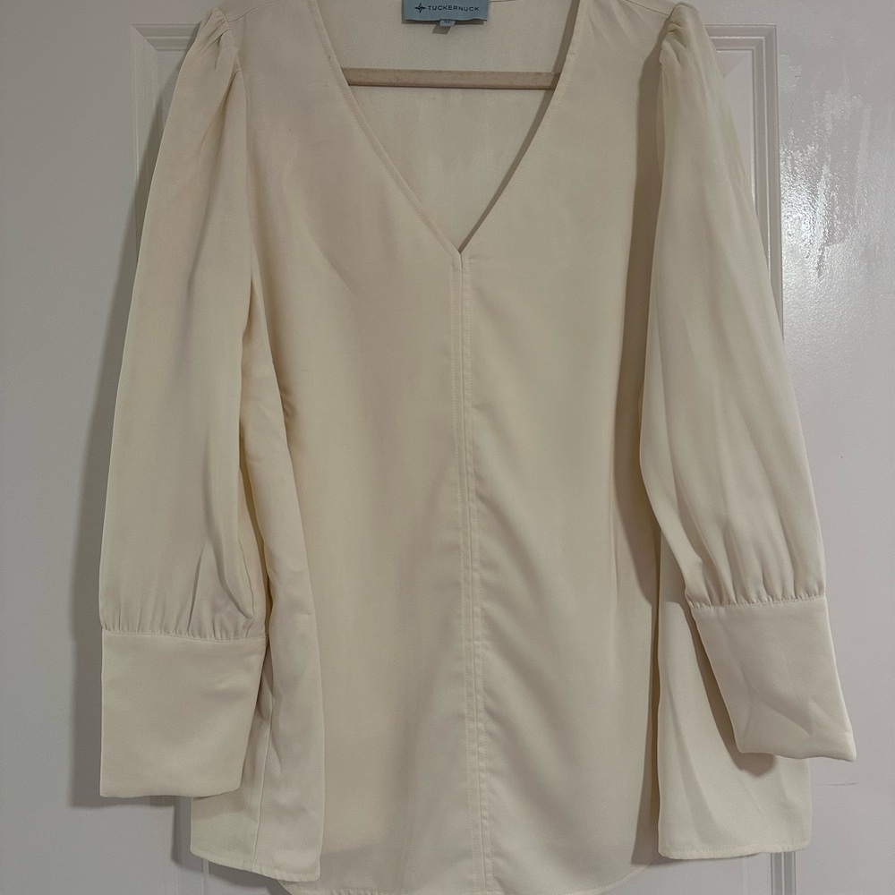 Tuckernuck Ivory Rockstud V-Neck Blouse